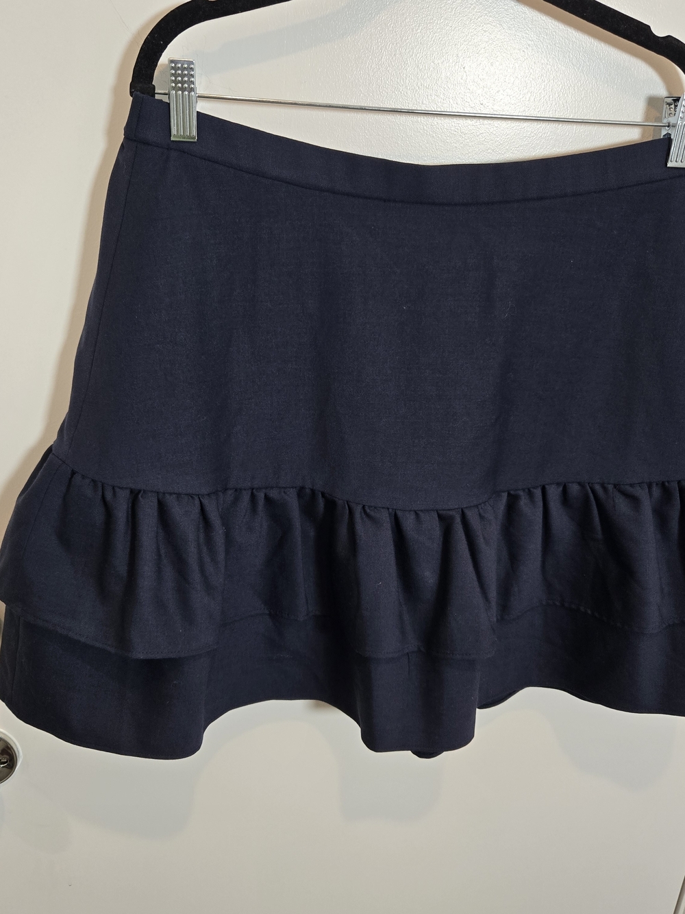 J. Crew Navy Ruffle Hem Mini Skirt